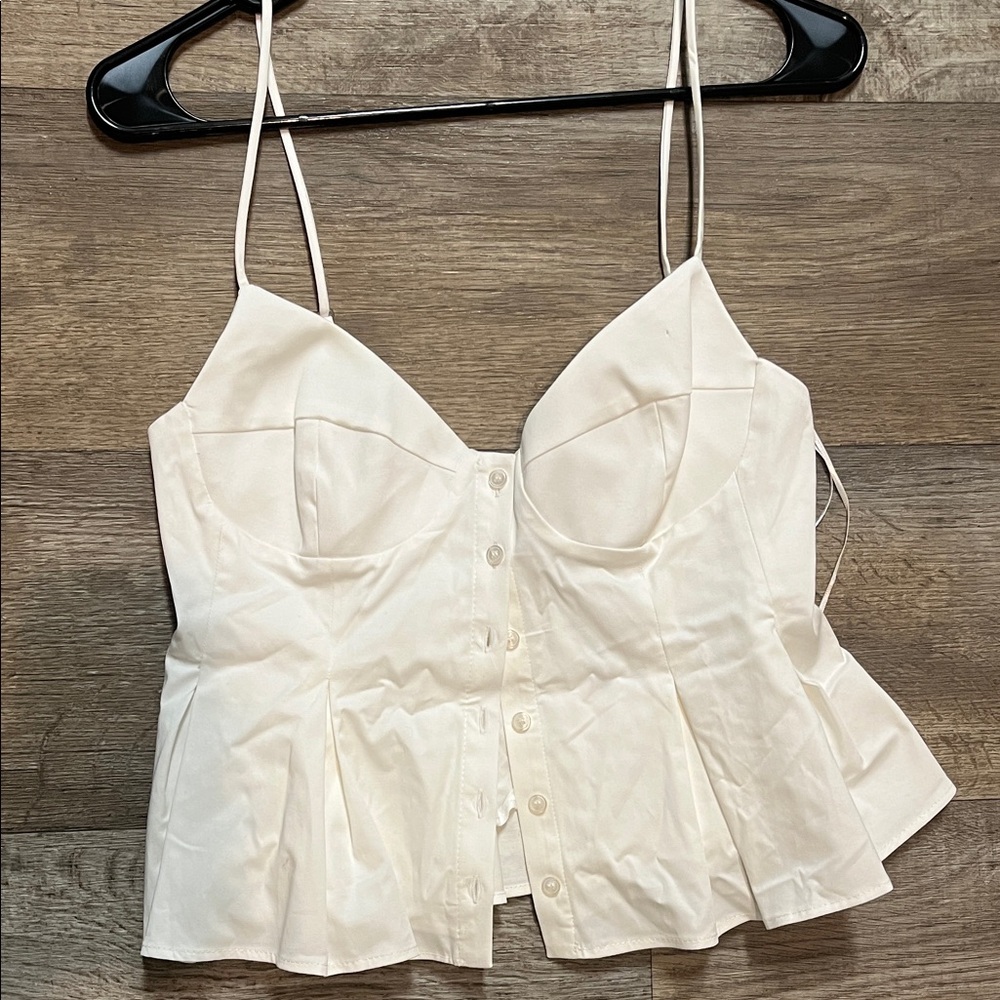 Zara Cream Button-Up Blouse